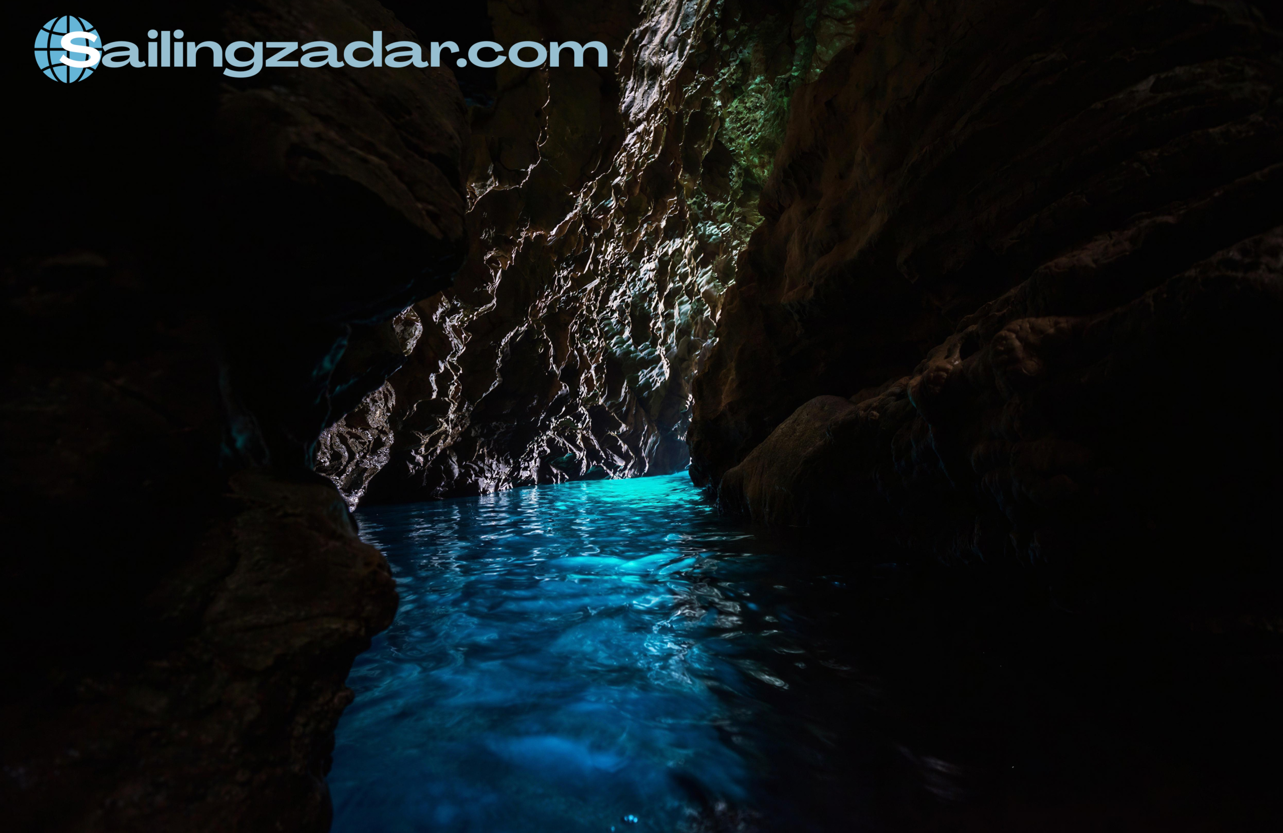 Golubinka Sea Cave interior with glowing Adriatic water near Dugi Otok